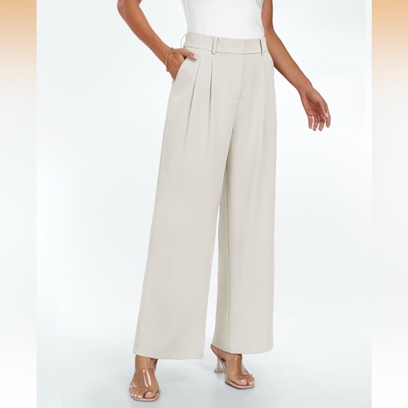 Elegant Cream Wide-Leg Pants - Picture 2 of 3